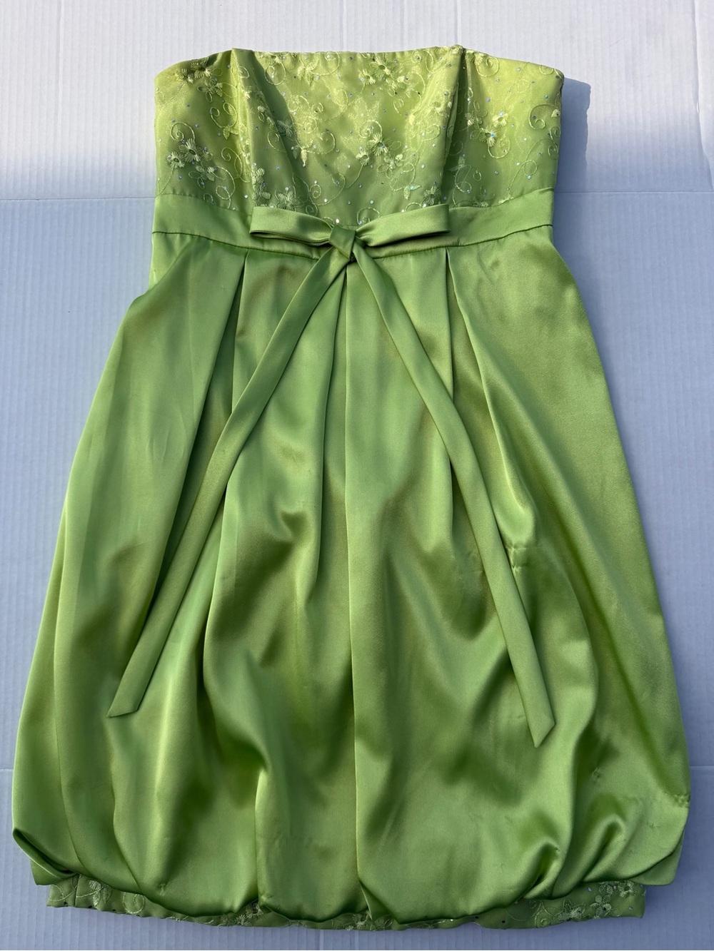 Vintage Jessica McClintock for Gunne Sax Lime Green Y2K Bubble Mini Dress